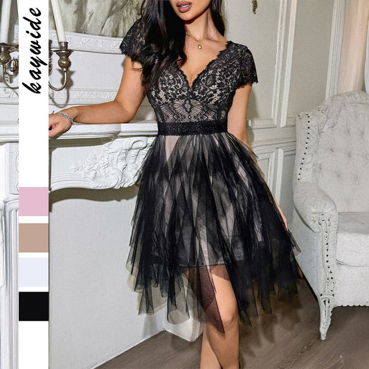 Stylish Women's Elegant Style Lace Sleeve Shorts