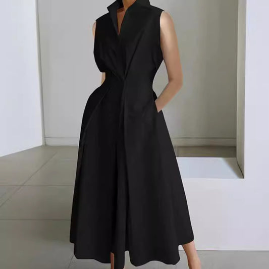 Women's Summer Commuting Fashion Solid Color Button Dresses