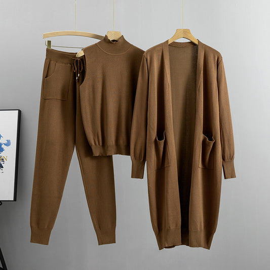 Durable Women's Fashionable Graceful Knitted Three-piece Pants