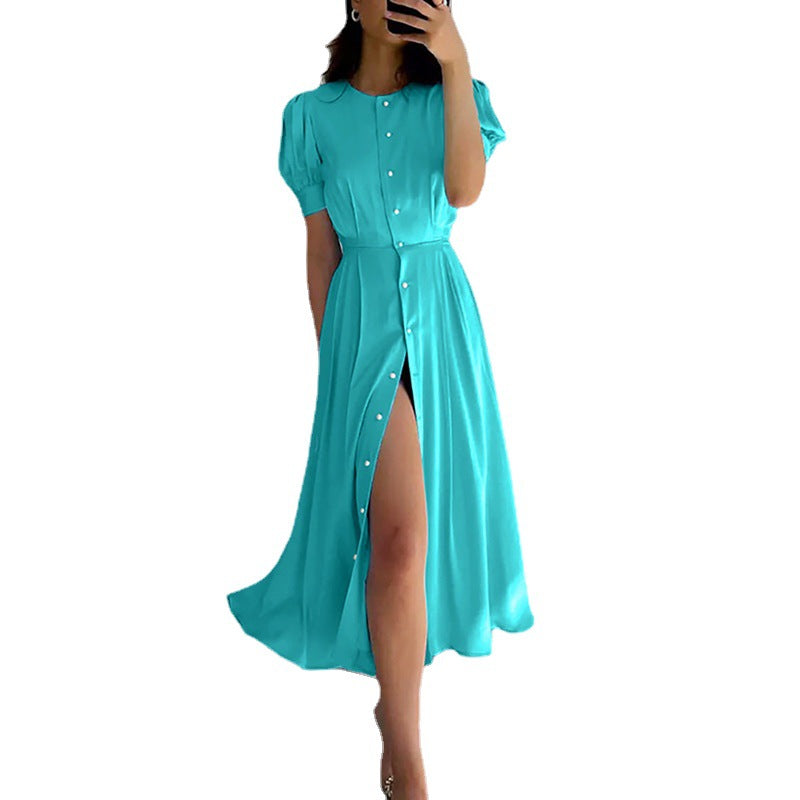 Want Temperament Slim High Waist Button Dress