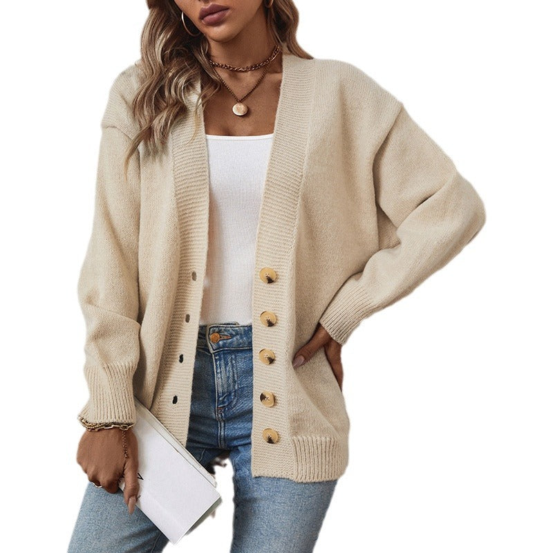 Pretty Women's Elegant Knitted Plain Single-breasted Sweaters
