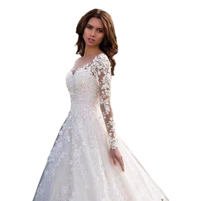 Women's Spring Long Sleeve Bridal Dress Formal Clothing