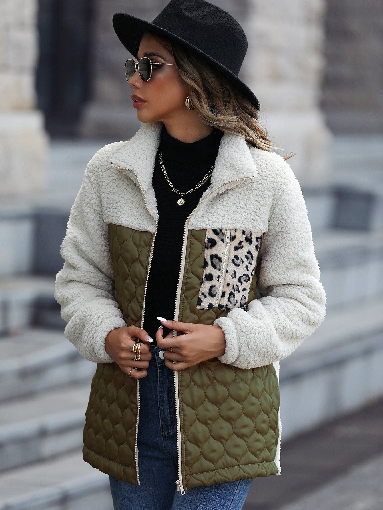 Women's Plush Long Sleeve Loose Round Neck Coats