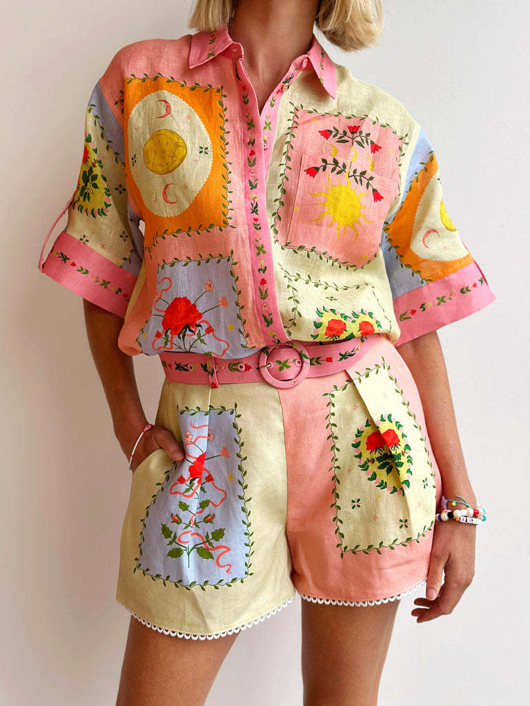 Casual Charming Durable Linen Temperament Shirt Shorts