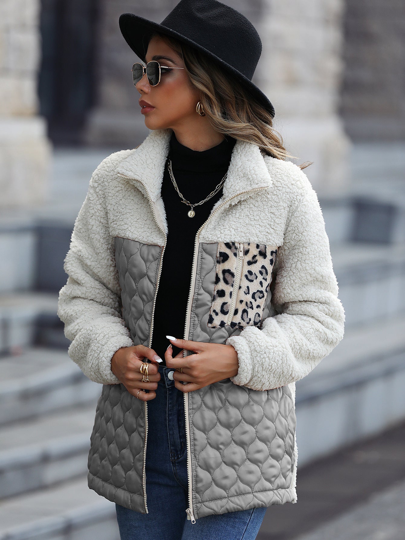 Women's Plush Long Sleeve Loose Round Neck Coats