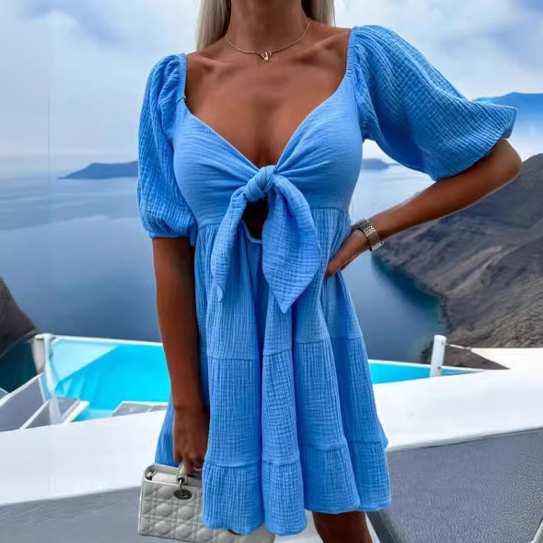 Elegant Glamorous Summer Fashion Tied Sleeve Shorts