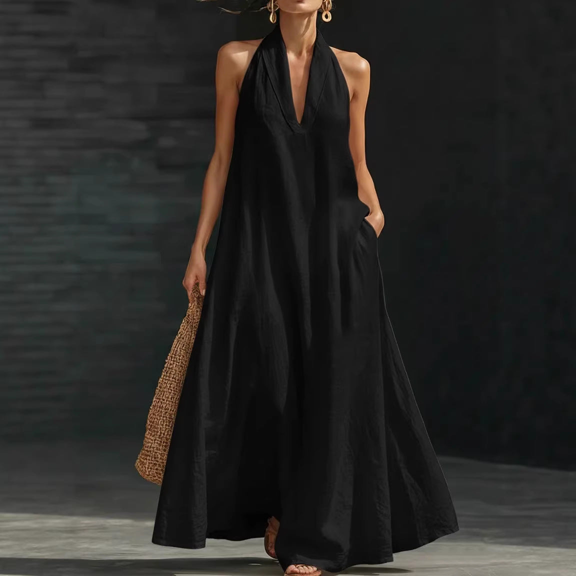 Attractive Women's Summer Casual Solid Color Dress