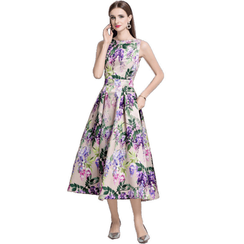 Women's Elegance Sleeveless Dress Summer High-grade Printed Dresses