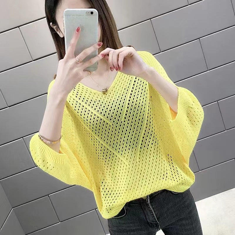 Women's Summer Thin Batwing Sleeve T-shirt Overall Clothing