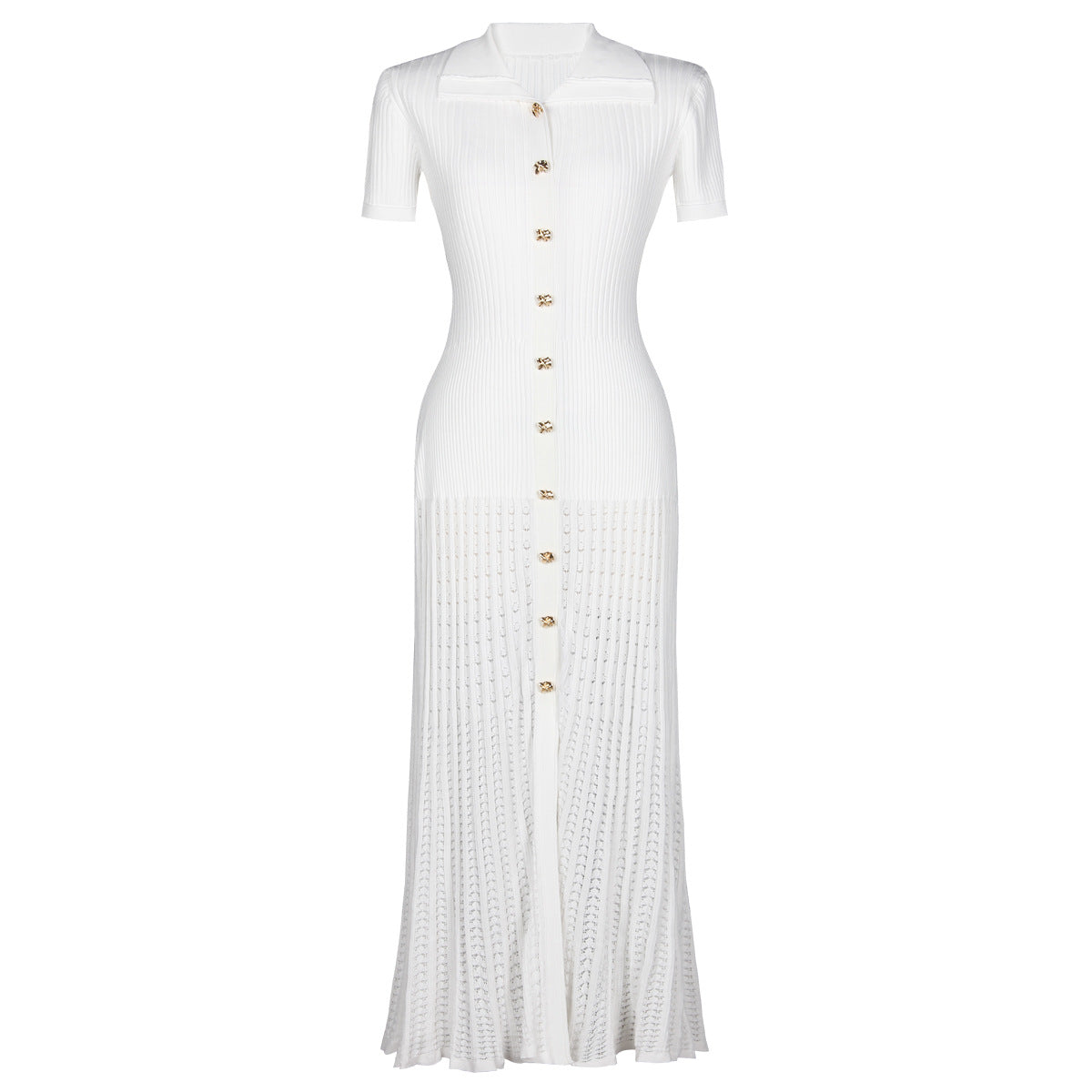 Women's Quality Fashionable Knitted Lapel Slim Fit Dresses