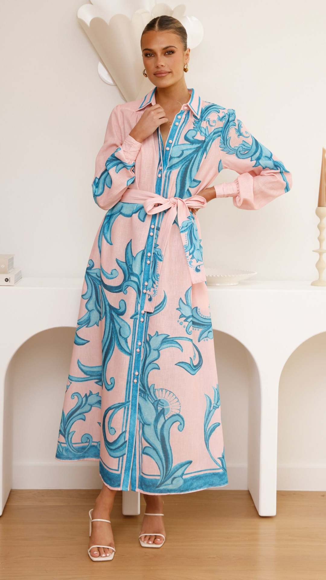 Linen Loose Casual Belt Waist Puff Dresses