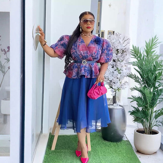 Puff Sleeve Elegant Dress African Printed Dresses