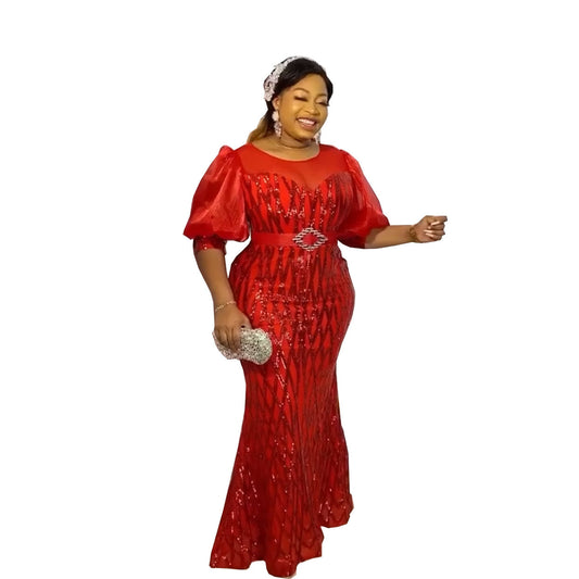 Women's Fashion Wear Sequin Gauze Dress Slim Dresses