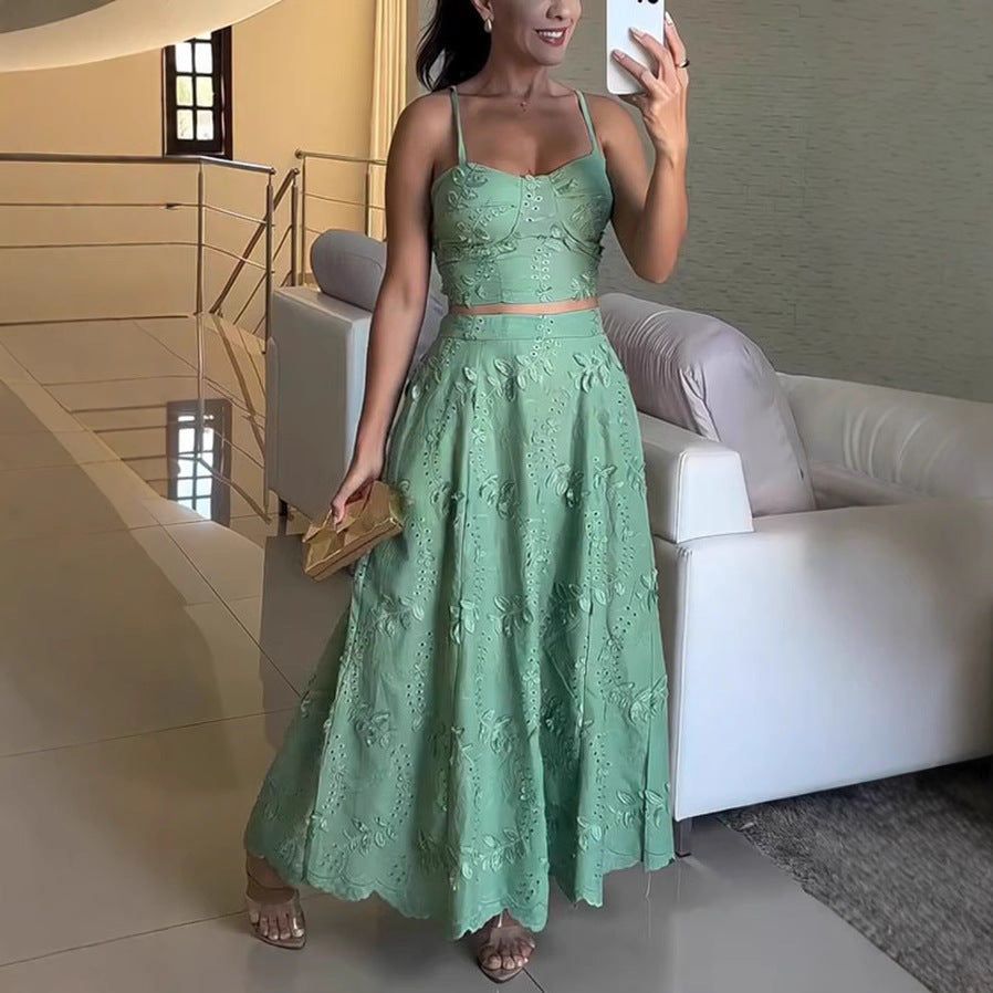 Attractive Camisole Lace Leisure Vacation Two-piece Suits