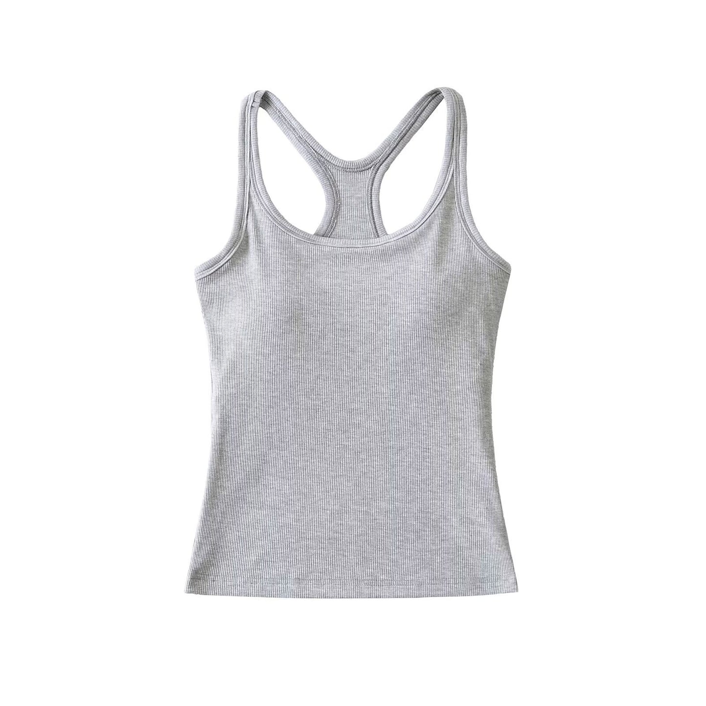 Women's Chest Pad Summer Stretch Solid Color Tops