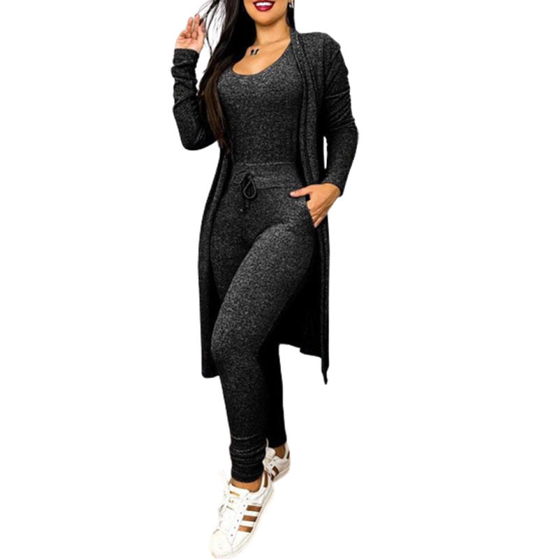 Women's Casual High Waist Pocket Drawstring Design Suits
