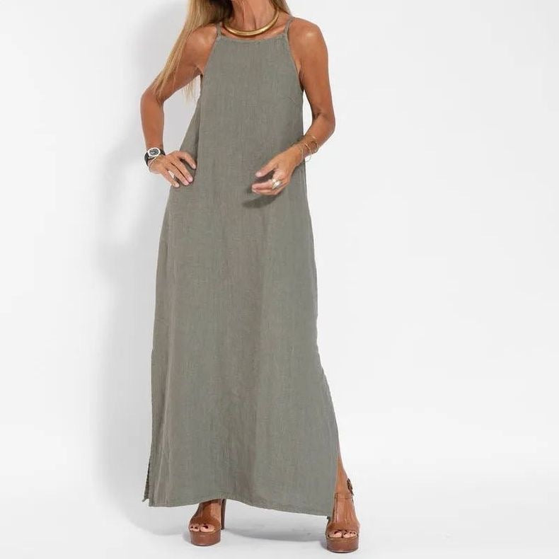 Women's Casual Cotton Linen Sleeveless High-grade Temperament Dress