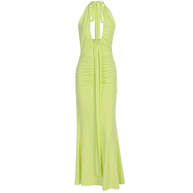 Women's Elegant Vacation Style Backless Halter Sheath American Dress