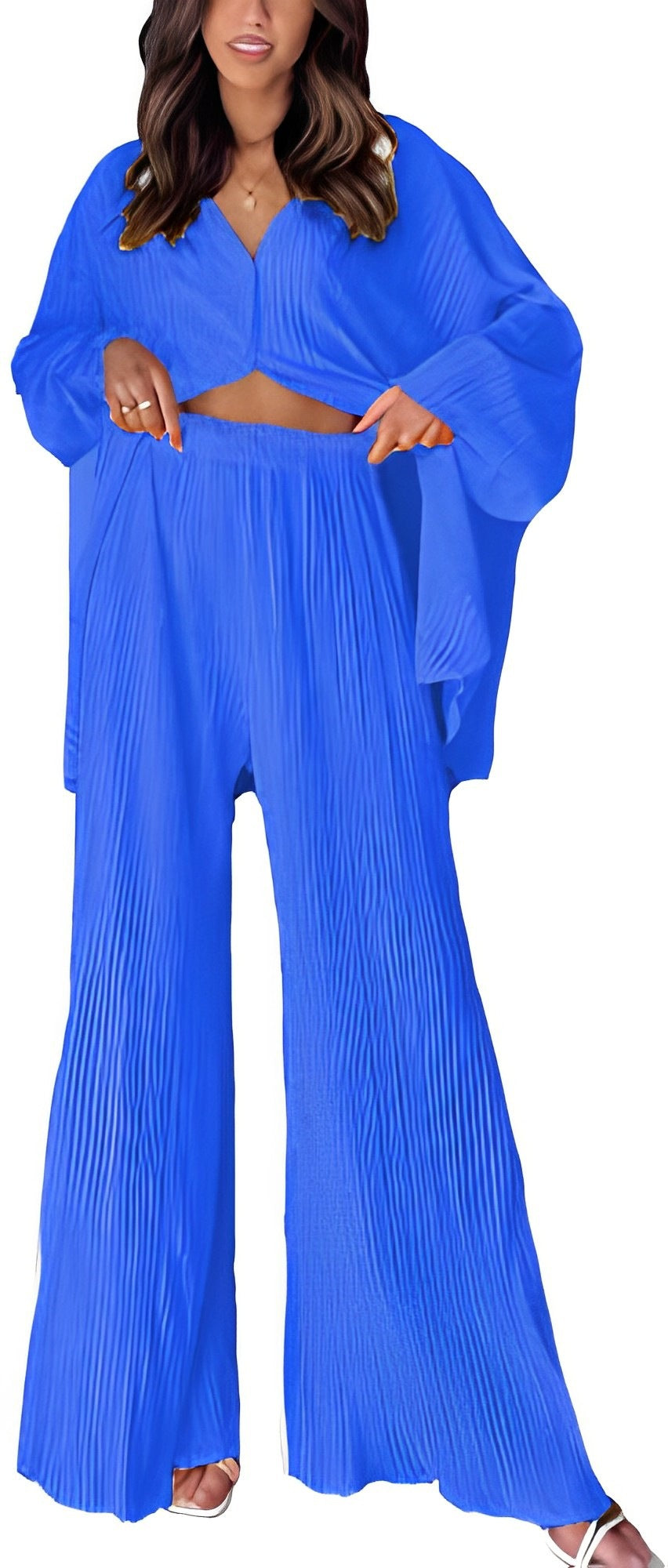 Women's Autumn Pleated Bell-bottom Single-breasted Home Wear Suits