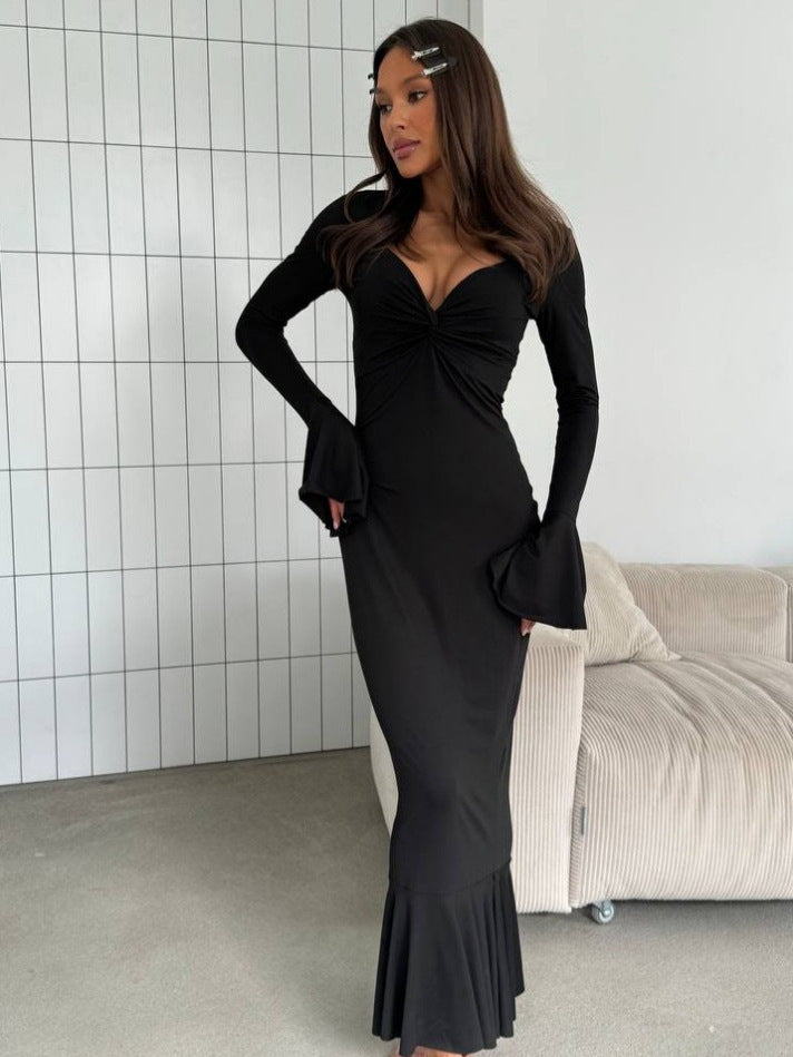 Women's Fashion Sexy Elegant Ruffle Sleeve Long Jumpsuits