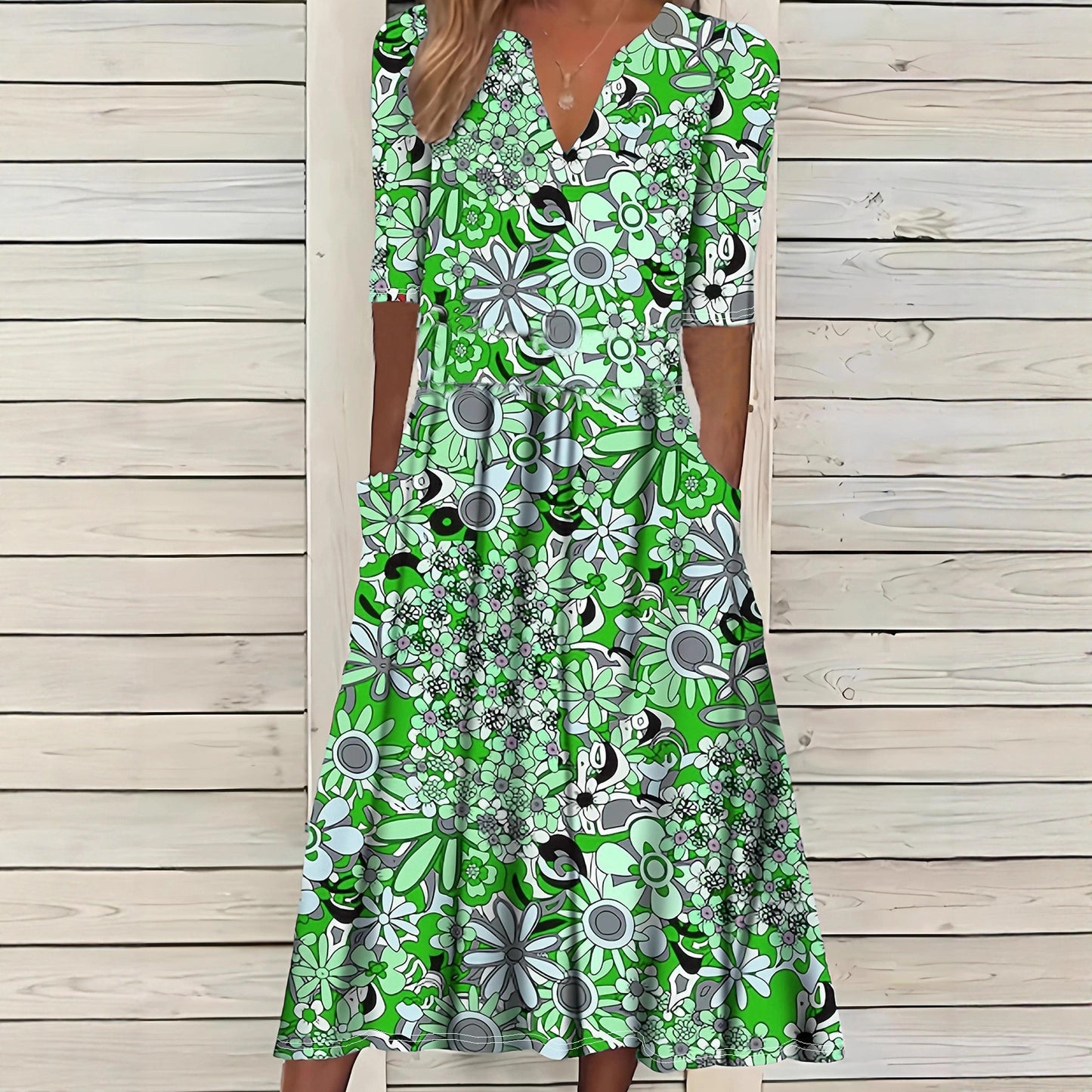 Women's Summer Printed Elegant Half-length Sleeve Dress