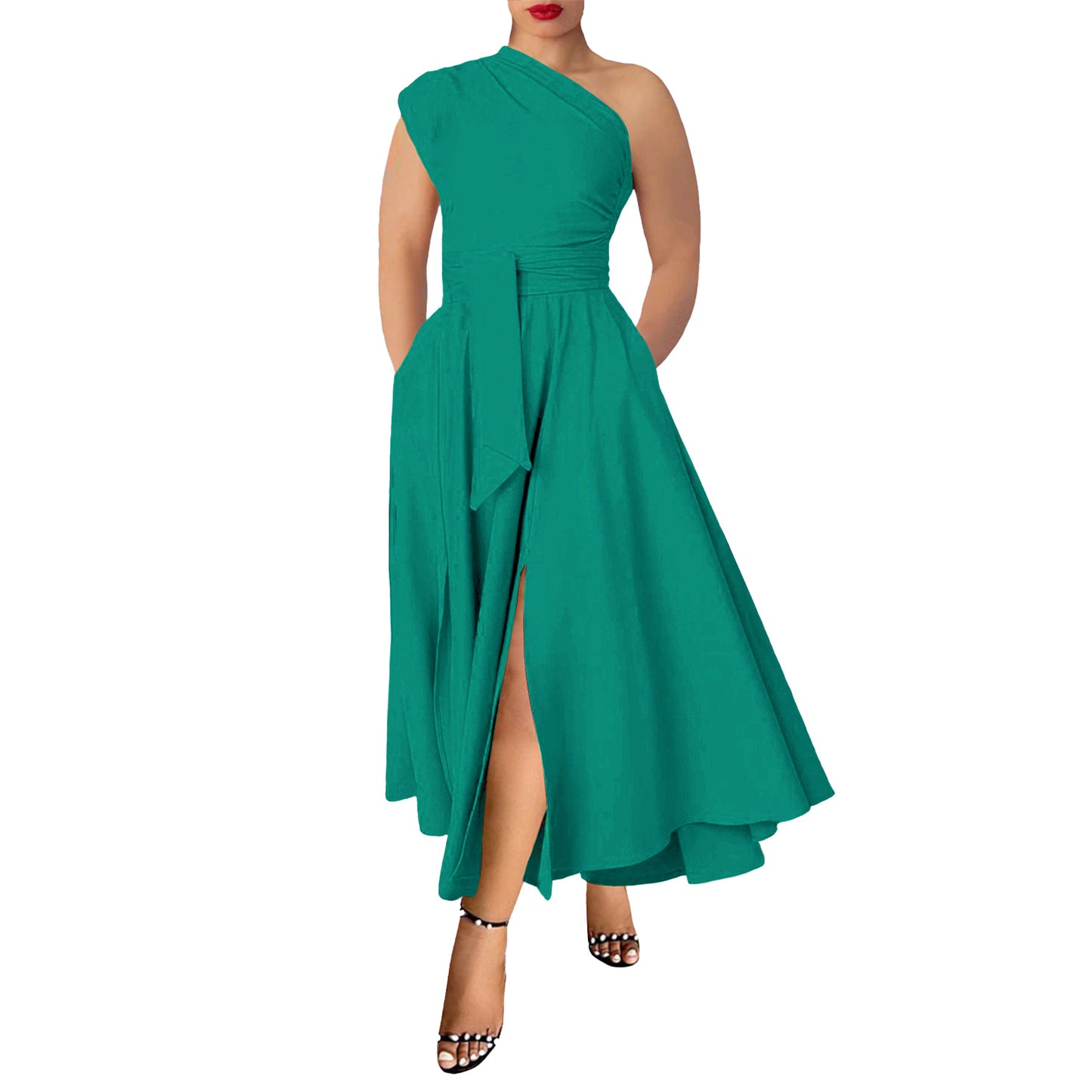 Women's Summer Fashion Wear Sleeveless Diagonal Collar Dresses