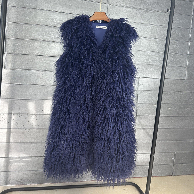Women's Winter Lengthened Imitated Tibet Sheep Fur Coats