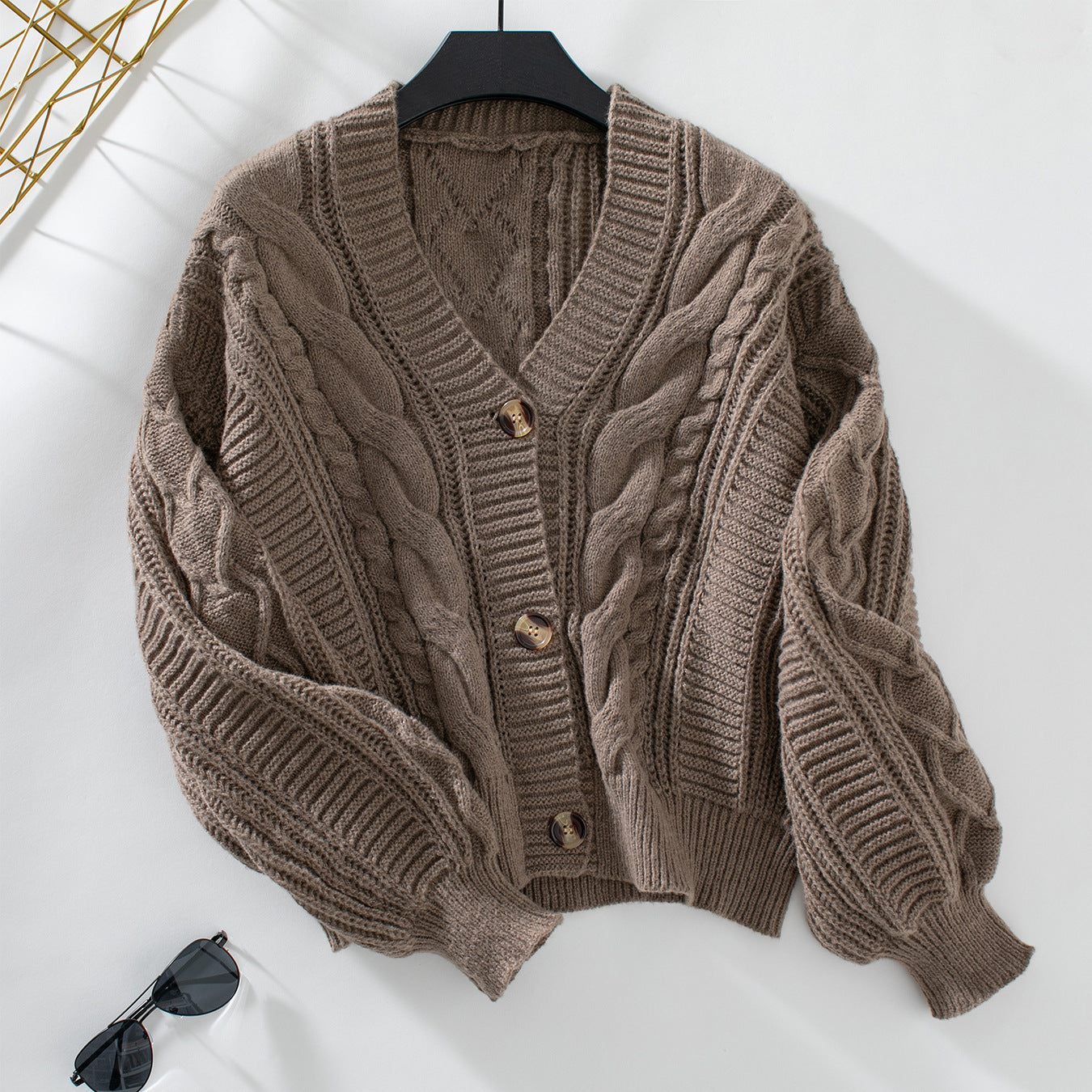 Women's Retro Solid Color Twisted Knitted Loose With Sweater