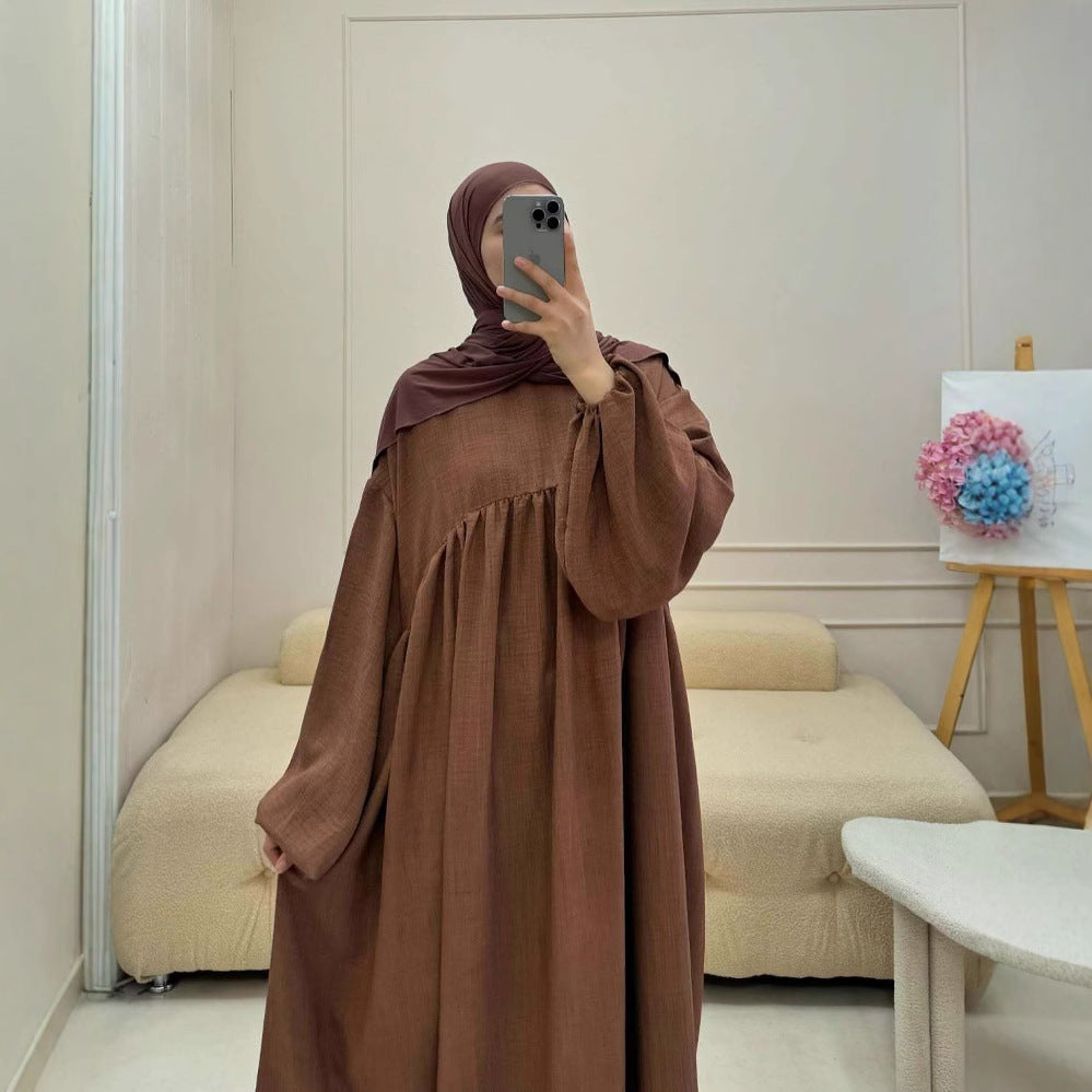 Women's Muslim Wear Robe Solid Color Loose Dresses