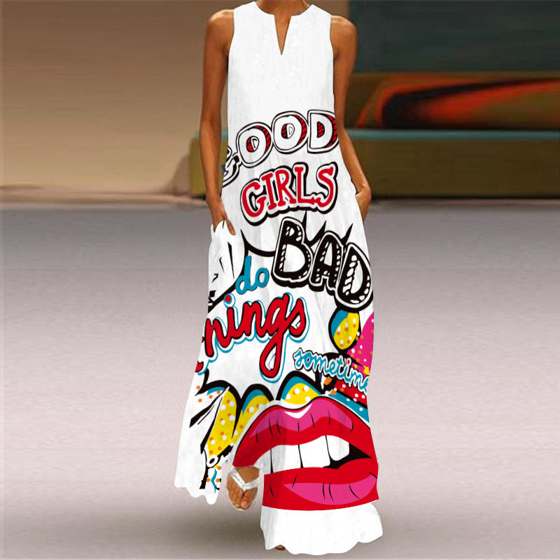 Women's Summer Sleeveless Dress Printed Emerald Dresses