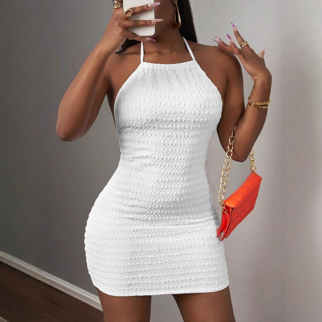 Cool Fashion Solid Color Backless Suspender Dress