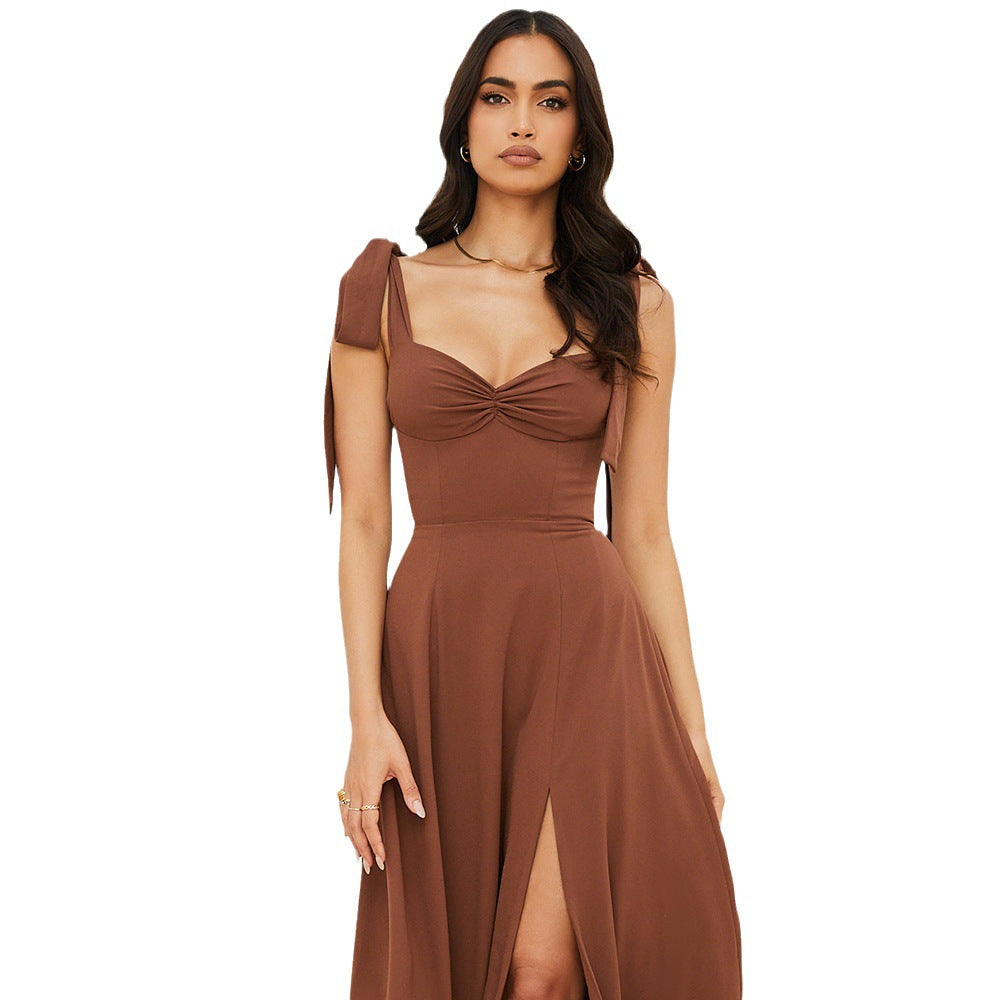 Gown French Style Vacation Dress Backless Sexy Skirts