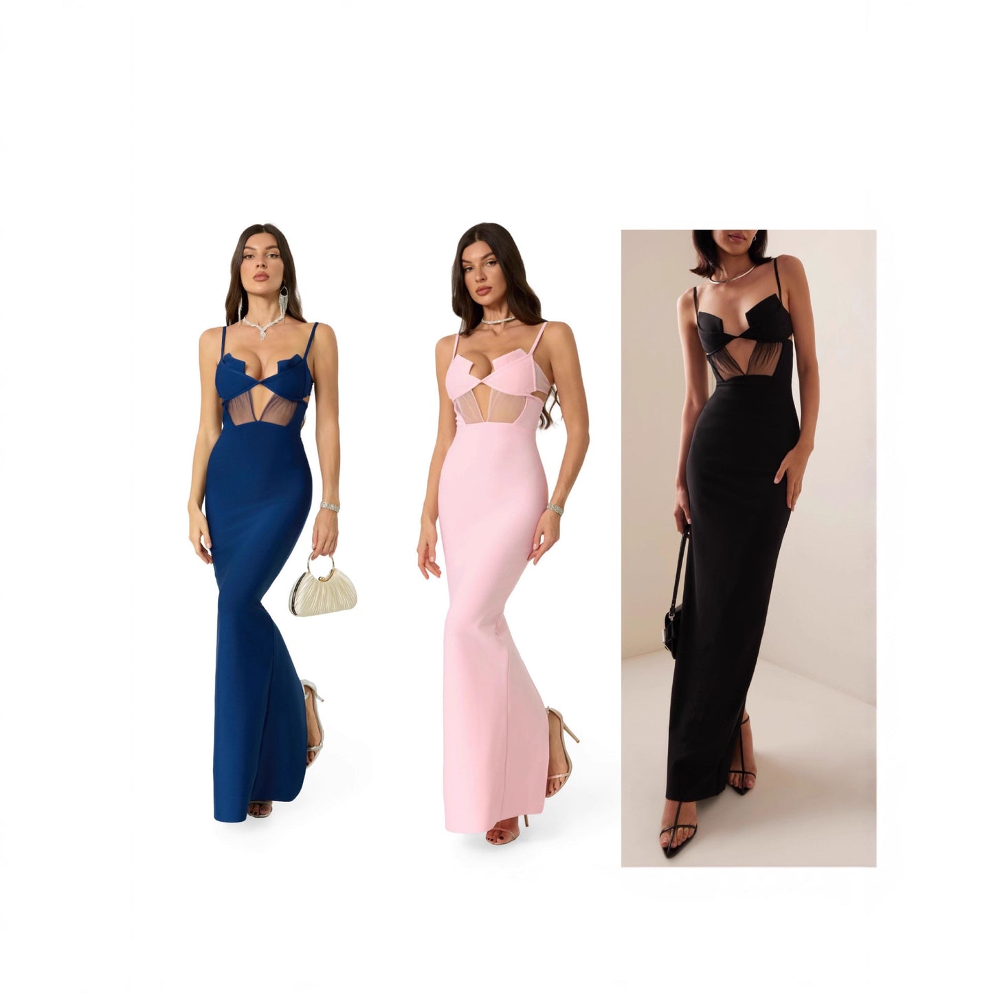 Women's Sling Sheath Slim Fit Long Black Dress