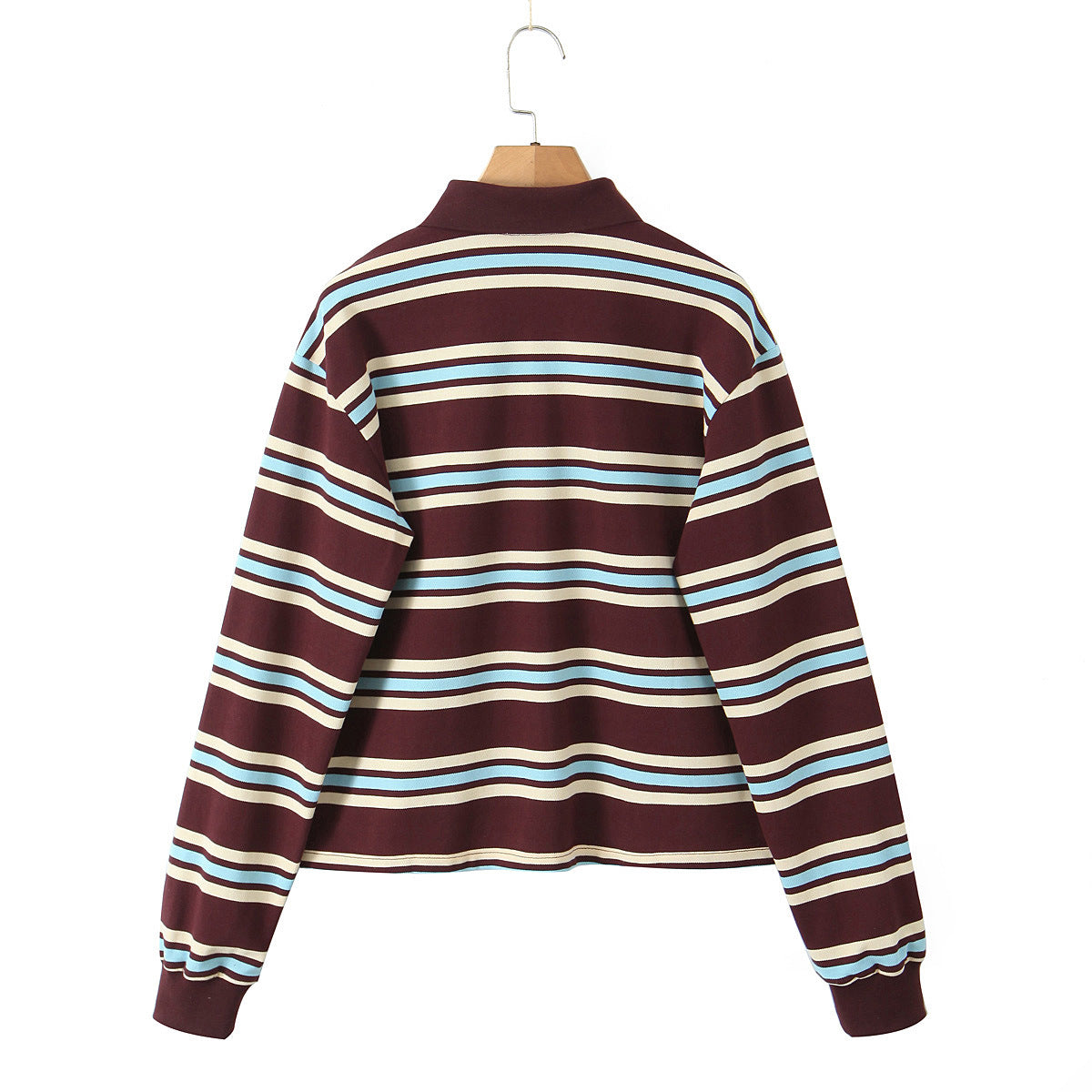 Women's Lapel Loose Casual Striped Long-sleeved T-shirt Blouses