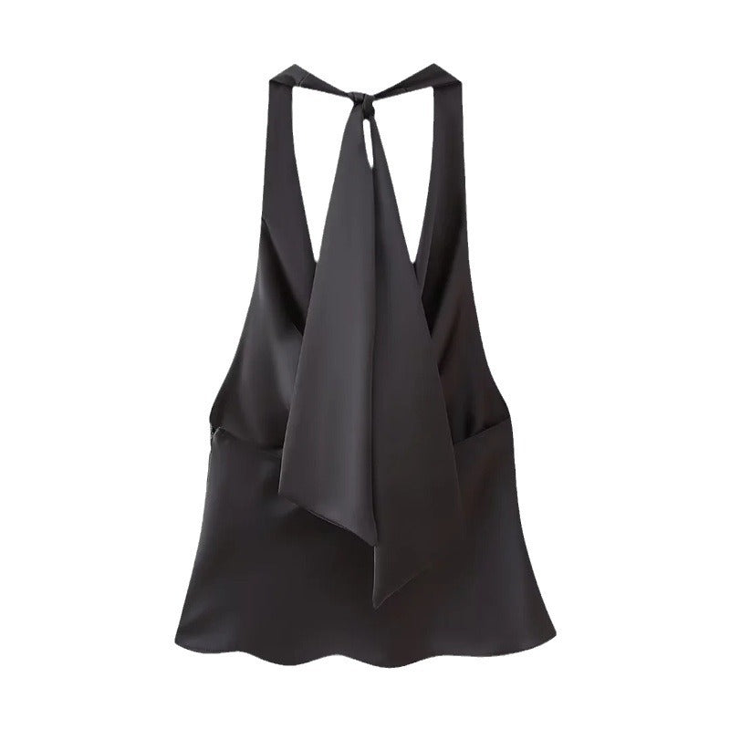 Women's American Small Sling Forged Satin Silky Tops