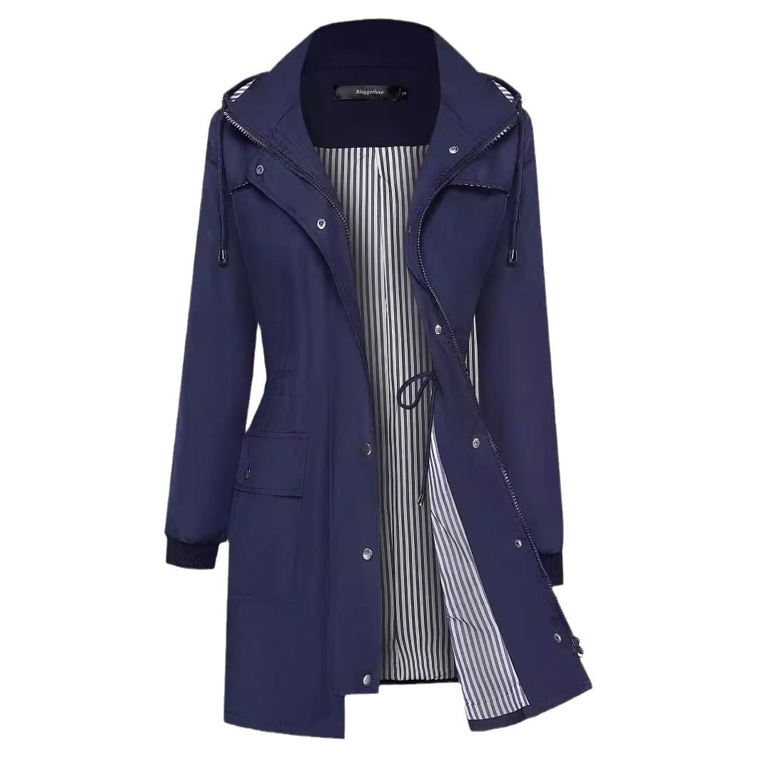 Women's Raincoat Waterproof Windbreaker Striped Mountaineering Outdoor Coats