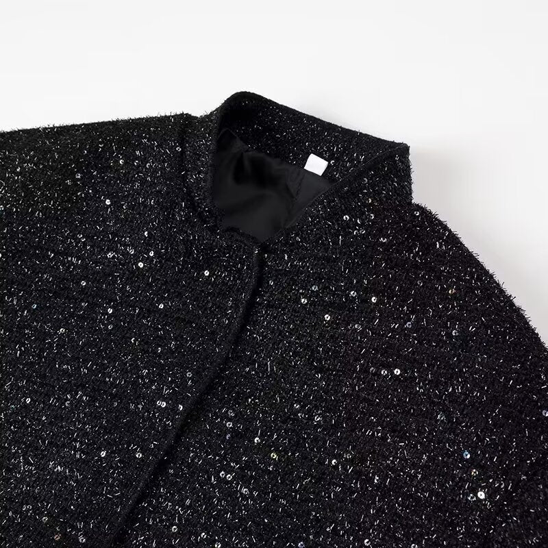 Women's French Style Fashion Loose Slimming Sequined Coats