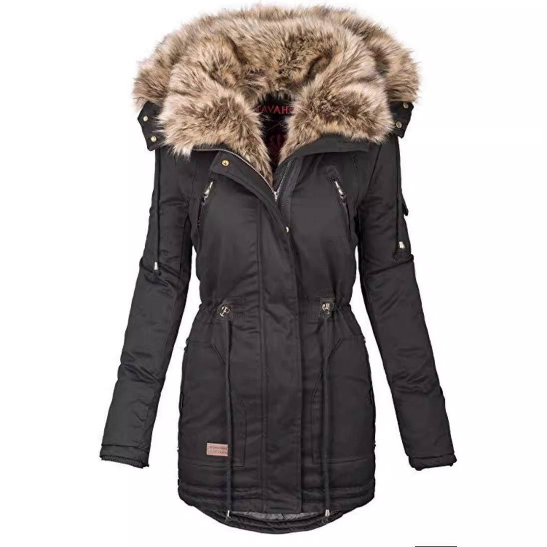 Women's Winter Warm Fur Collar Zipper Hooded Coats