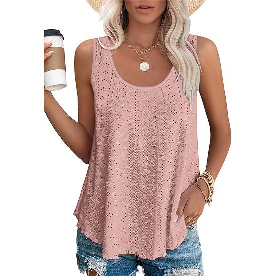 Fashion Round Neck Loose Sleeveless T-shirt Tops