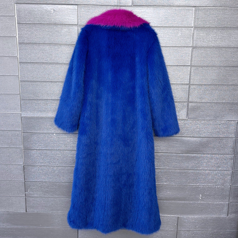 Women's Faux Plush Furry Imitation Fur Extended Coats