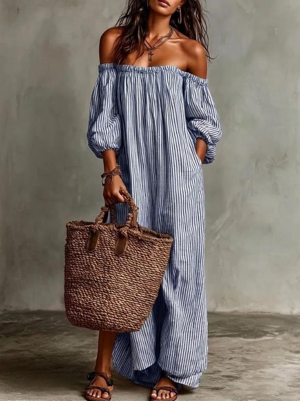 Classic Women's Summer Striped Elegant Casual Dress