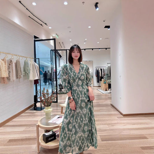 French Style Dress Silhouette Flower Sea Dresses