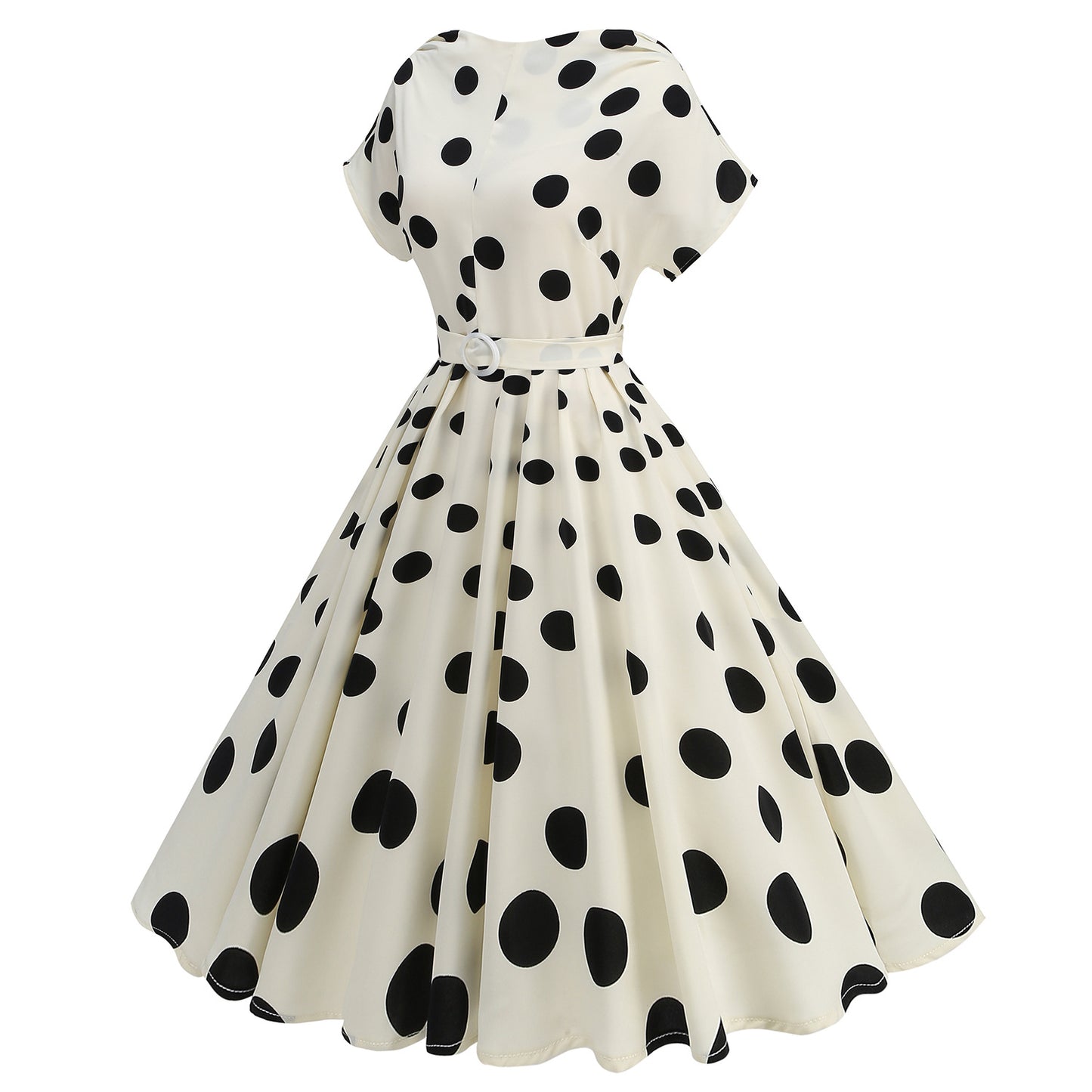 Women's Halloween Swing Collar Pile Sleeve Polka Dot Print Dresses