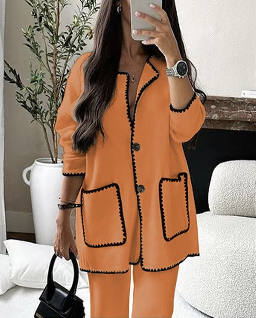 Women's Fashion Casual Loose Solid Color Two-piece Suits