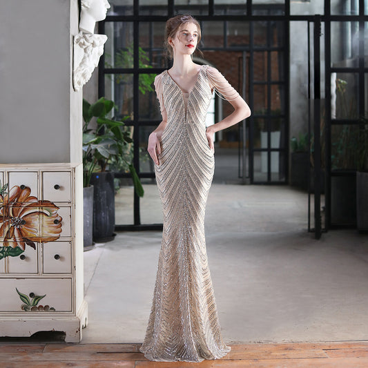 Sequined Fishtail Formal Dress Performance Banquet Evening Dresses