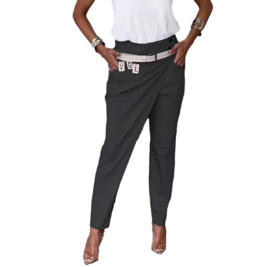 Women's Autumn Fashion Solid Color Pocket Irregular Pants