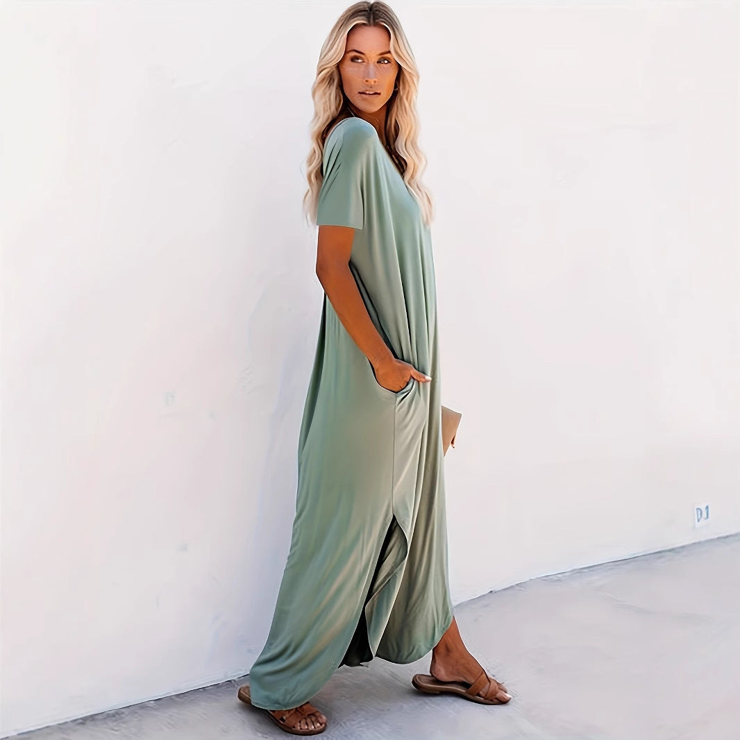 Women's Spring Pure Color Split Casual Style Plus Size