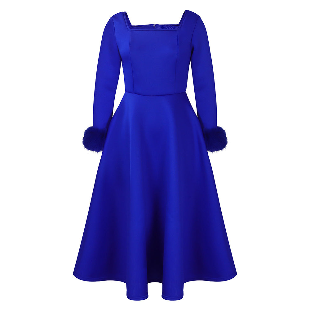 Winter Elegant Plush Decoration Large Dress Dresses