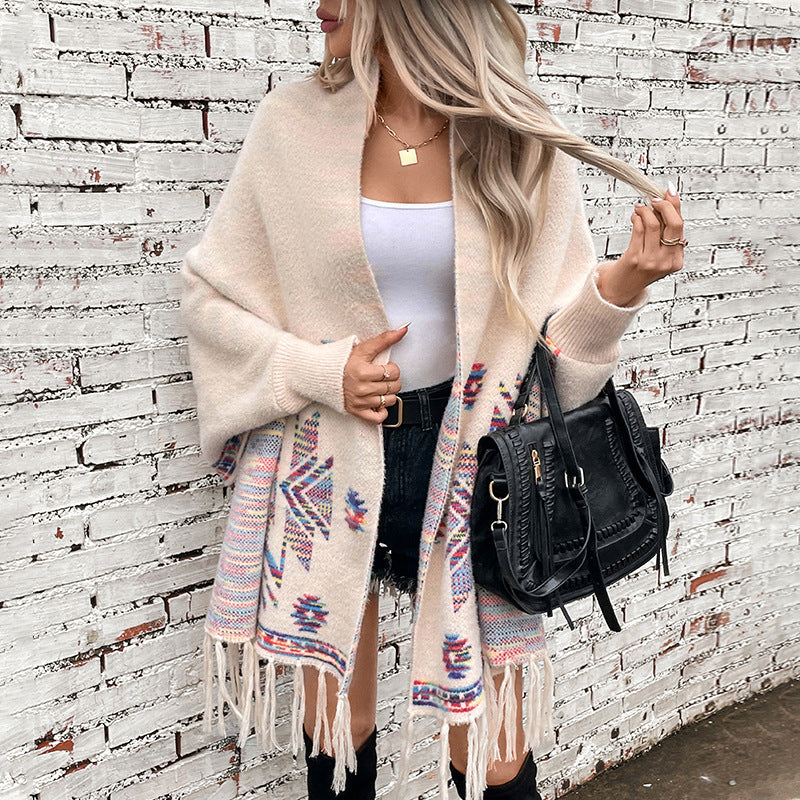 Women's Aztec Pop Geometric Jacquard Ethnic Style Tassel Women's Sweater