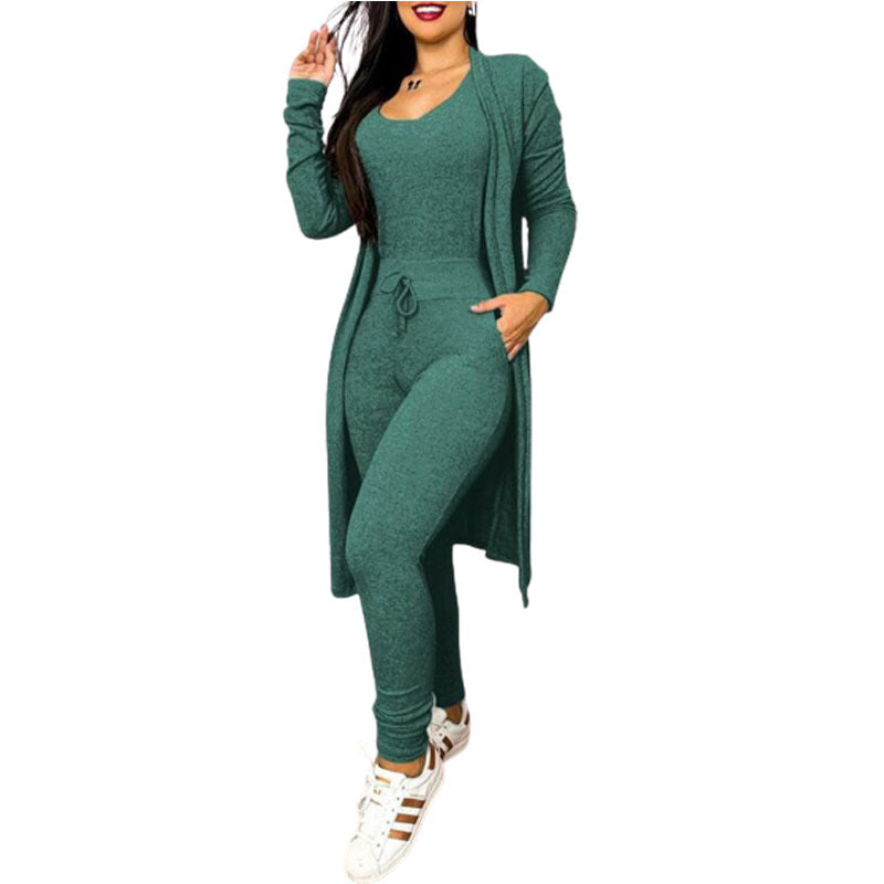 Women's Casual High Waist Pocket Drawstring Design Suits